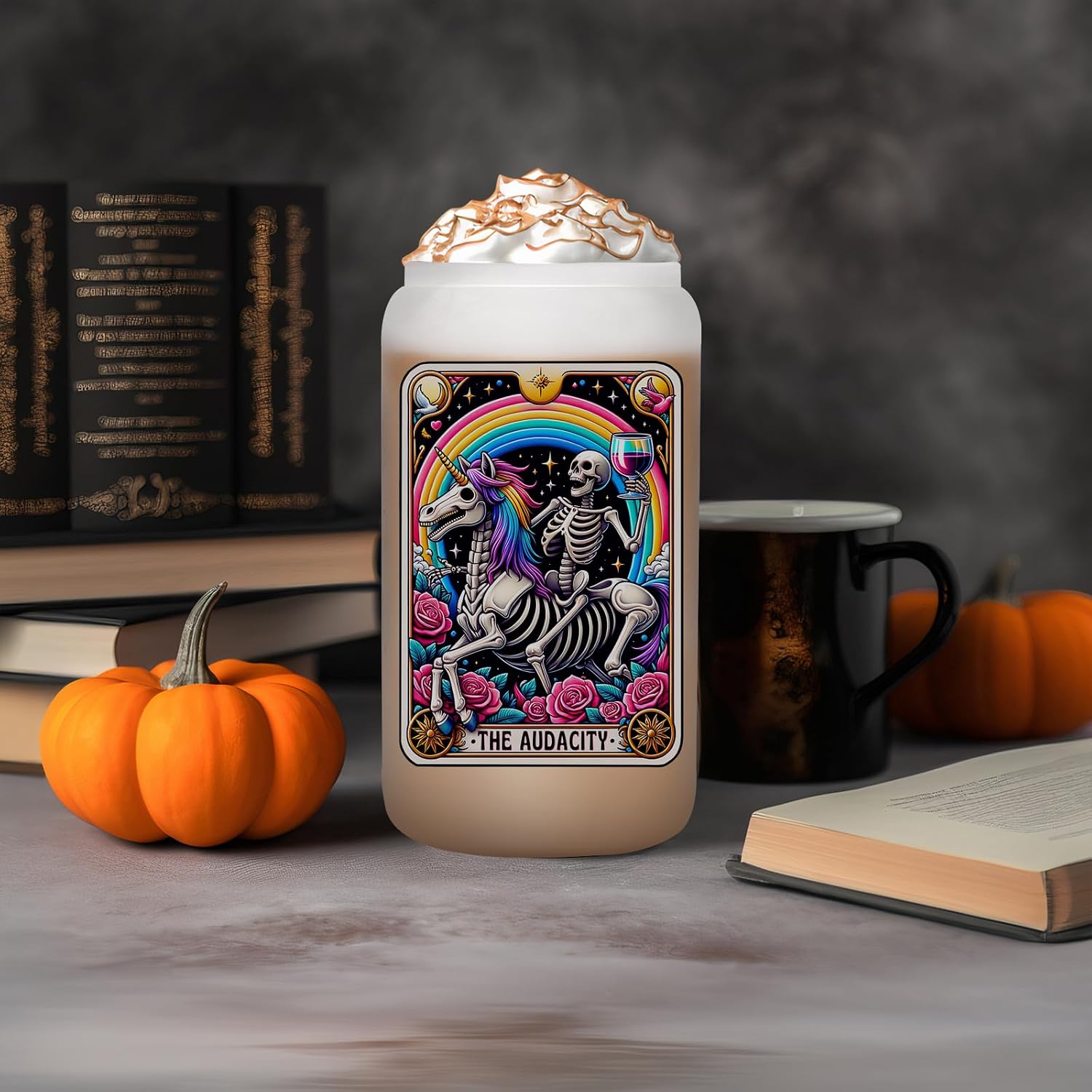 Fairy's Gift the Audacity Iced Coffee Cups, Cute Goth Frosted Glass Tumbler