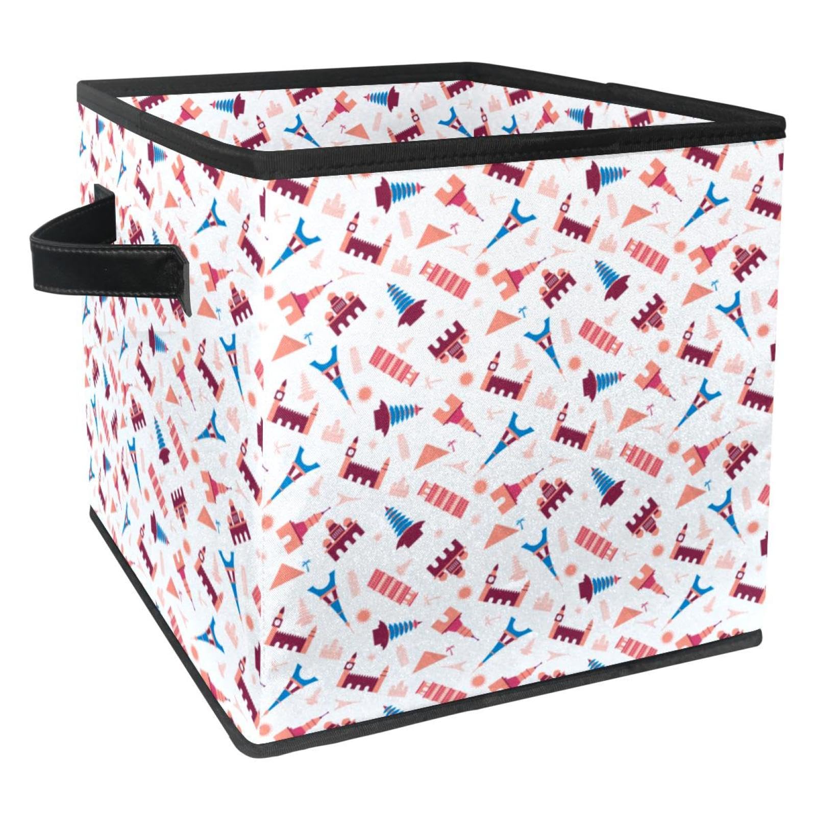 Boîte de rangement pliable Eiffel en tissu cube avec poignées pour le placard