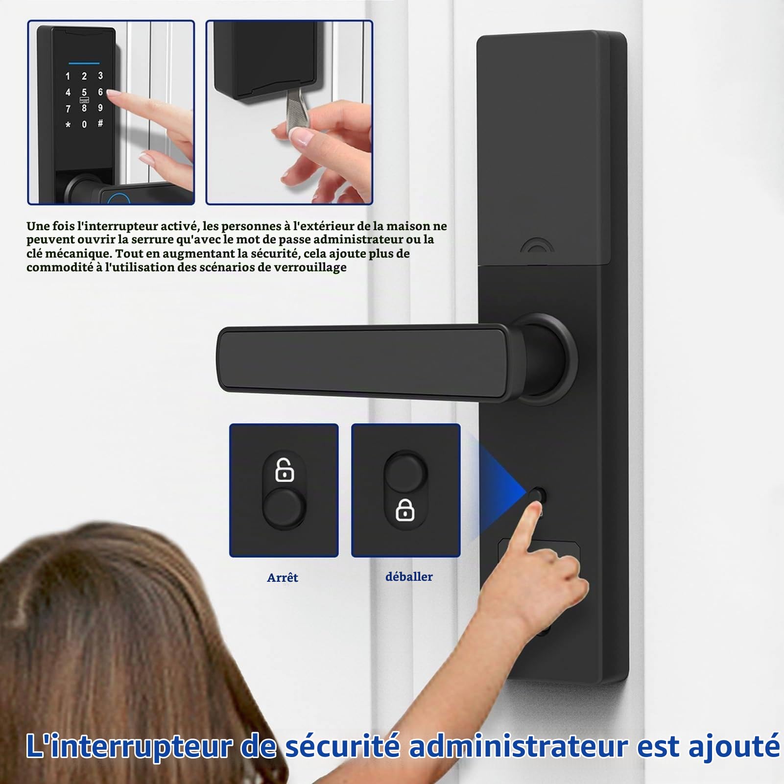 Serrure Connectée Tuya WiFi, avec Clavier Et Poignée, Lecteur D'empreintes Digitales, Verrou électronique, Déverrouillage par Application, Empreinte Digitale, Carte, Clé Ou Code