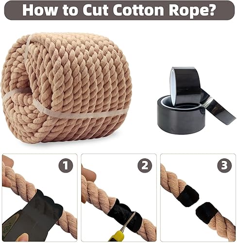 Miniatura 3 de Cuerda de algodón trenzado de 1/2 ″ × 100 ′ Cuerda gruesa marrón natural para manualidades, macramé, colgador de plantas, colgar en la pared