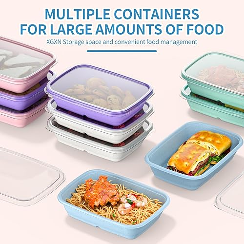 Miniatura 7 de Bento - Juego de 10 cajas de almuerzo coloridas para niños y adultos, aptas para microondas, sin BPA, recipientes de almuerzo perfectos para la