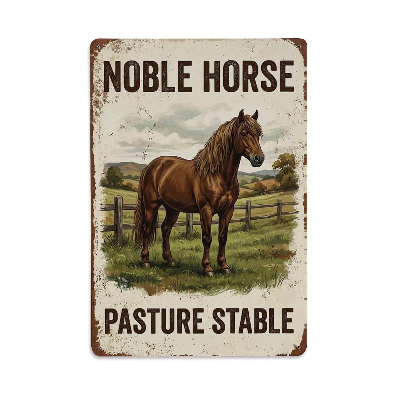 Okngb Style Quirky Horse Quote Vintage Outdoor Heritage Whimsical Metal Tin Sign Plaque Wall Decor For Cafe, Man Cave, Club Bar, Office, Home Garden Round Metal Poster 8X12inch