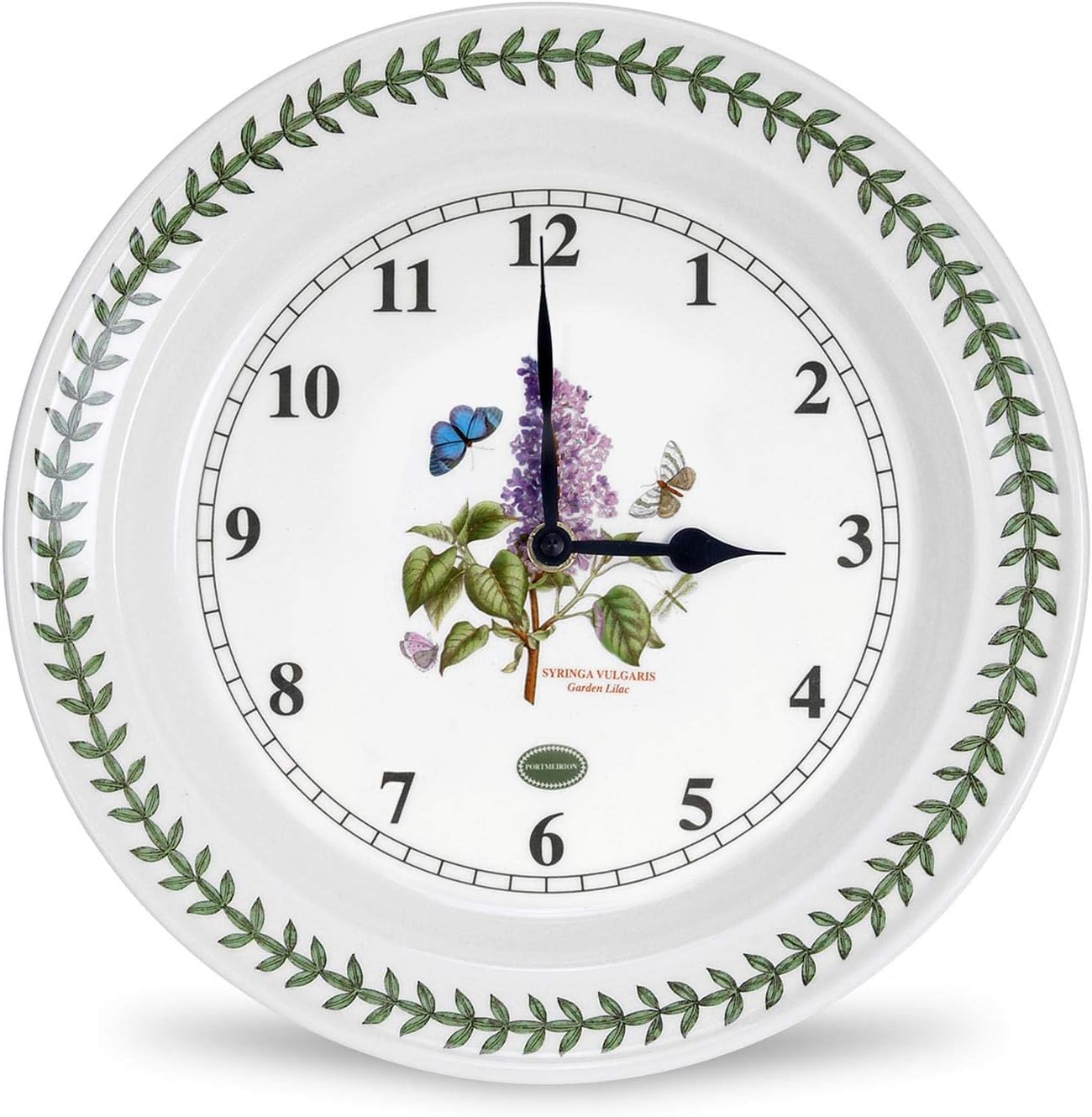 Portmeirion Botanic Garden 10-Inch Porcelain Kitchen Wall Clock - Timeless 19th-Century Botanical Design, Made in England