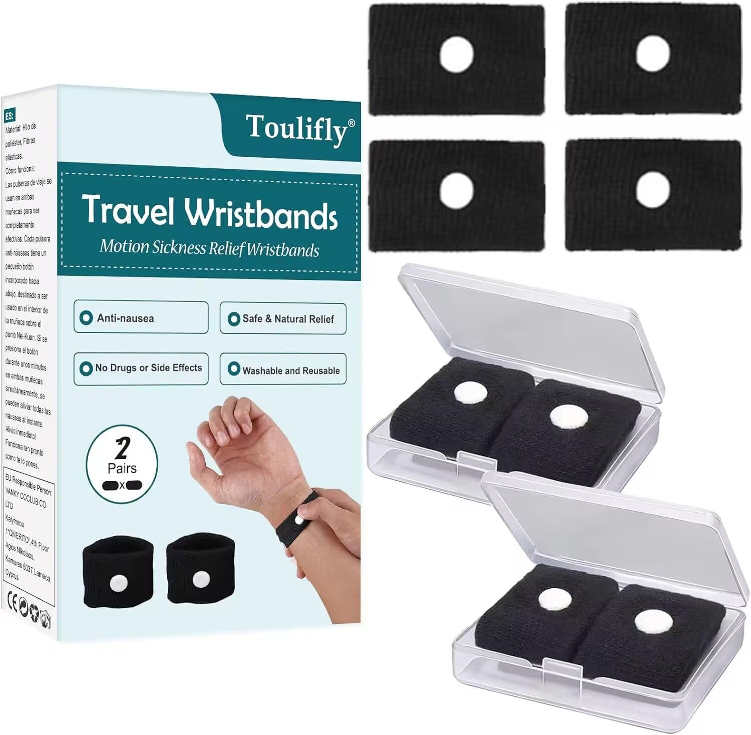 Amaxiu 4 Paia Anti Nausea Digitopressione, Braccialetti Antinausea - Foto 3