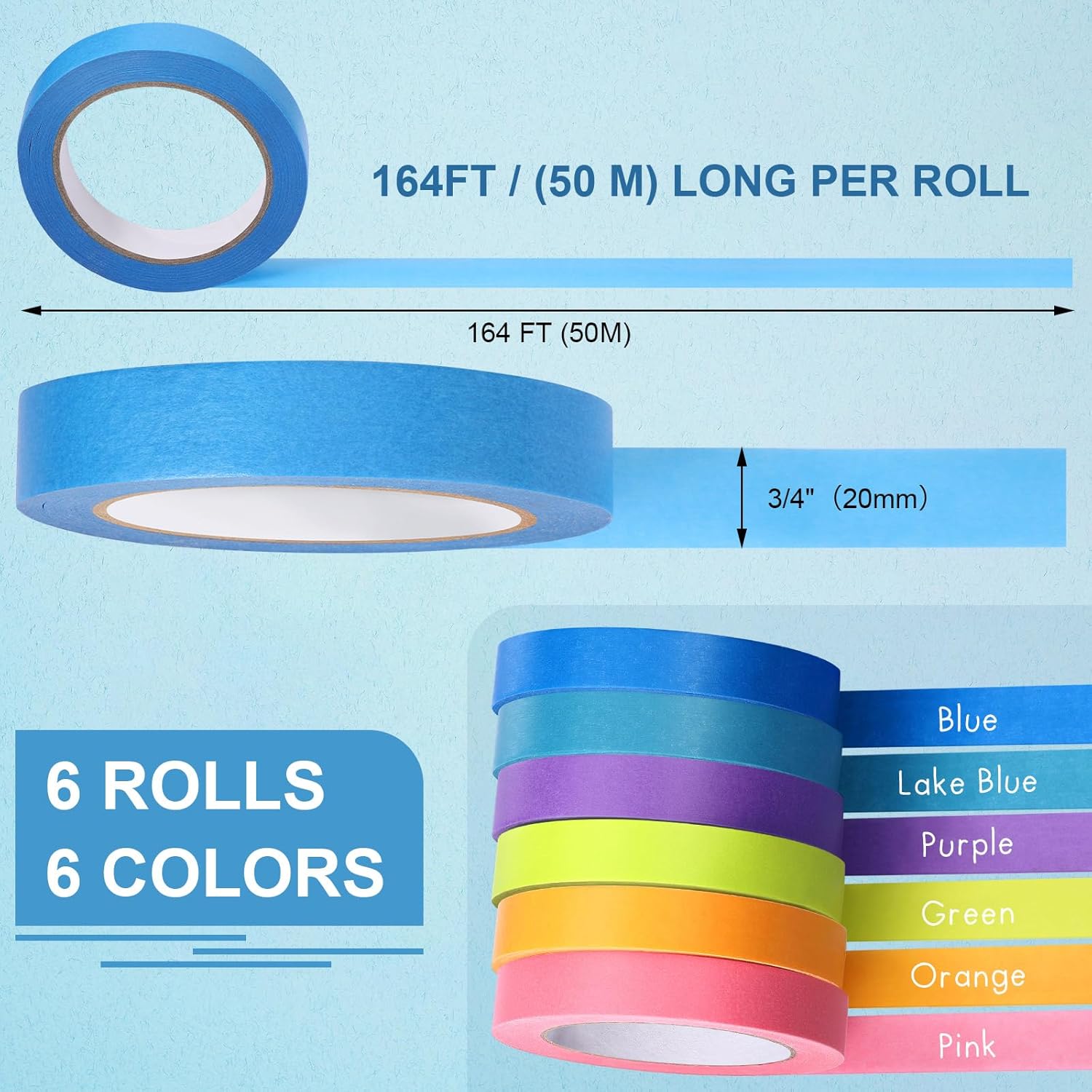 Glenmal 6 Rolls Laboratory Labeling Tapes, 164 Feet Long x 3/4 Inch Width, Temperature Resistant Water Resistant Freezer, Assorted Color for Marking and Color Coding Label Tape (Classic) - Image 2