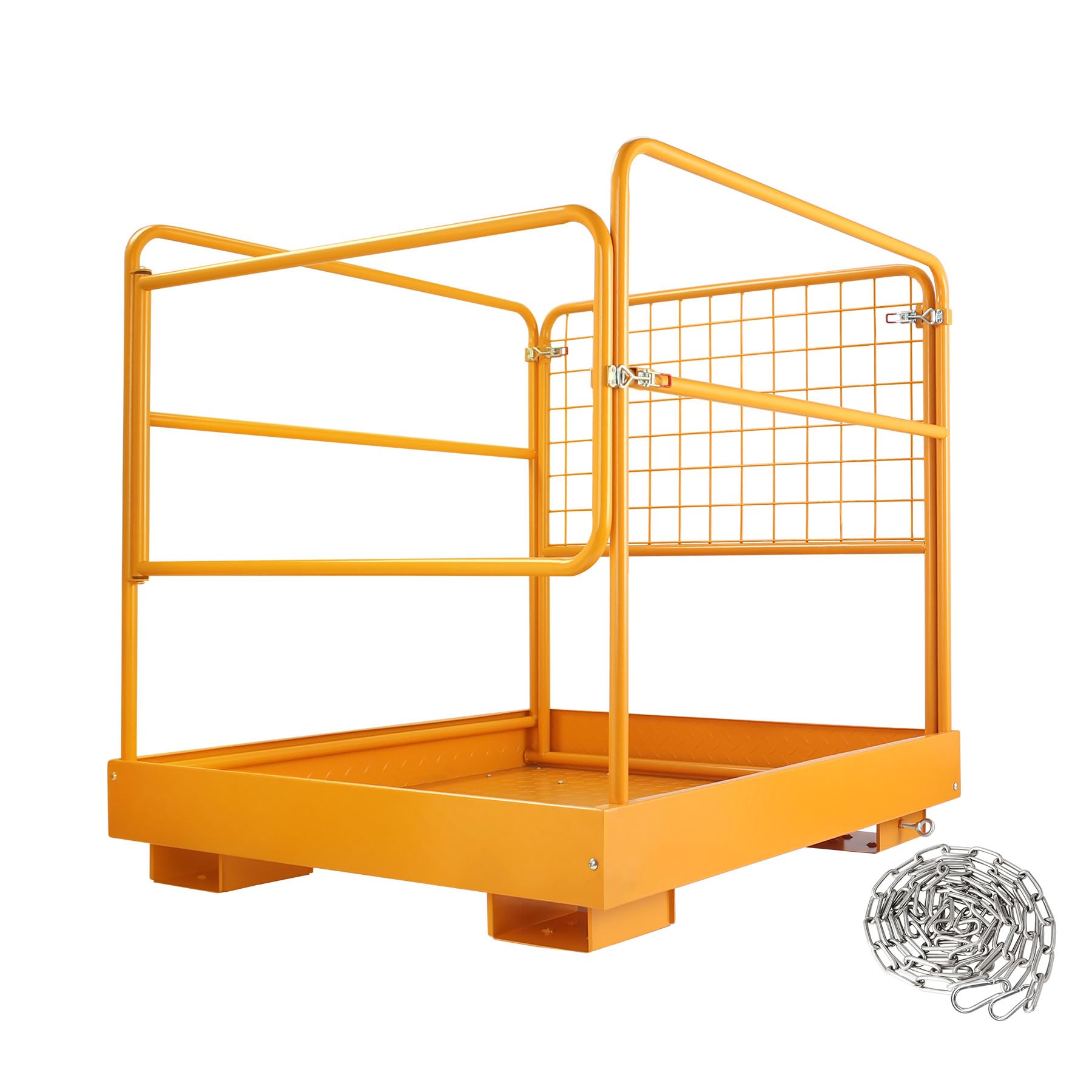Forklift Safety Cages with One Chain, 36x36 Inches Forklift Cages 1200LBS Capacity Man Lift Basket Pallet Forks Work Platform (No Wheel)