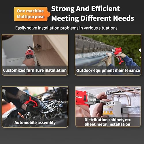 Miniatura 6 de NAWIN Kit de destornillador de impacto inalámbrico 16.8 V Par máximo 140 Nm controlador de impacto eléctrico de alta rotación Motor sin escobillas