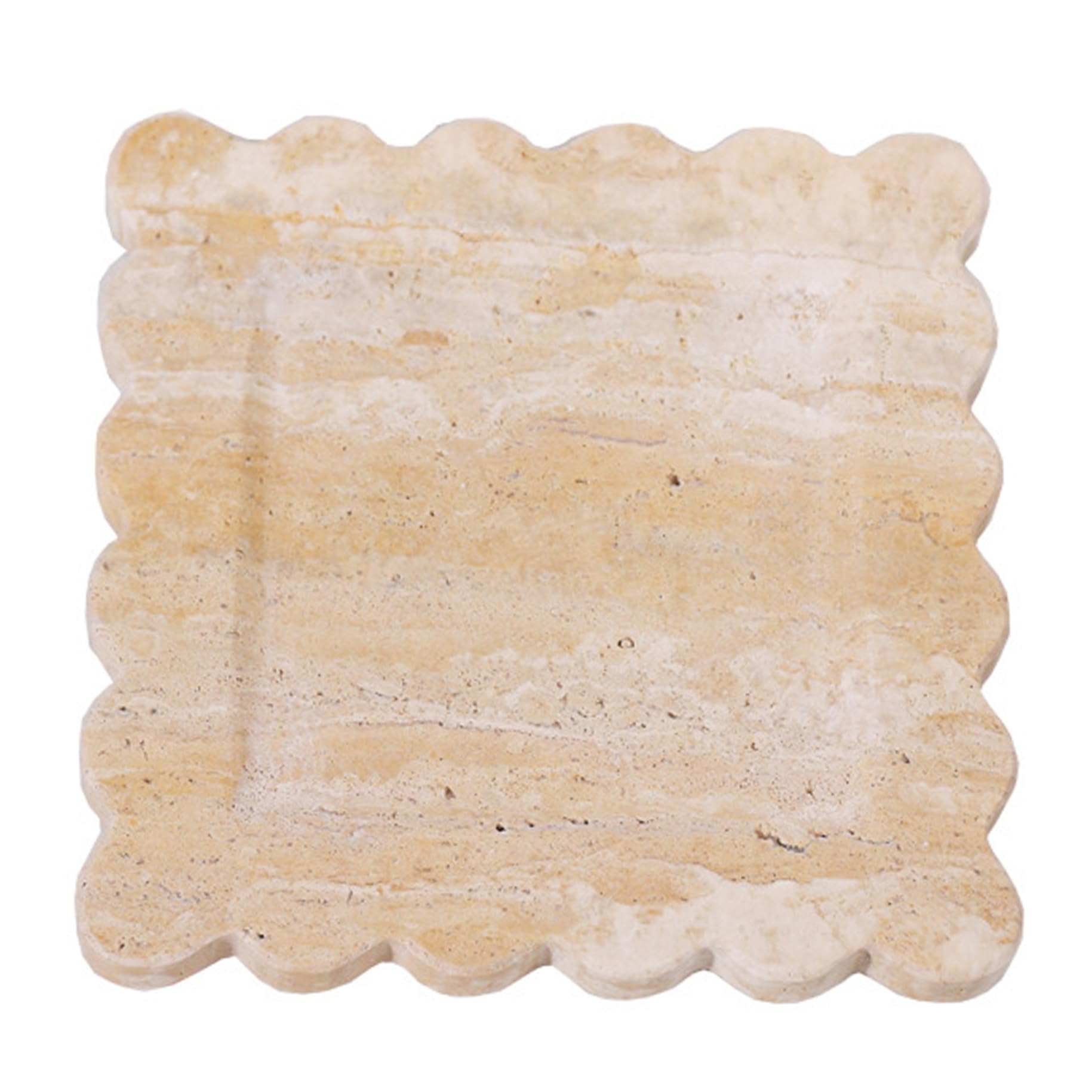 Plateau en marbre véritable à bords festonnés pour une décoration élégante