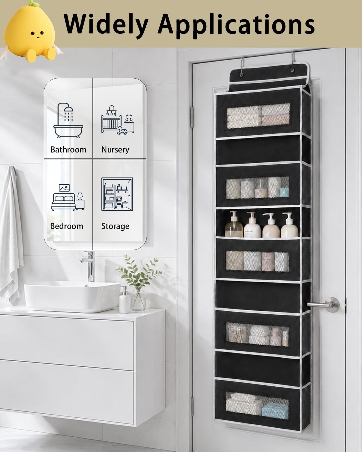 UFORU Over Door Organizer, 5 Tier Hanging Storage Rack, 44lb Heavy Duty image 2