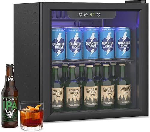 Miniatura 11 de Refrigerador mini de 2.6 pies cúbicos, refrigerador de bebidas independiente para 95 latas con puerta frontal de vidrio para refrescos, cerveza,