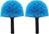 2 Pack Blue Robust Cobweb Duster Head BrushSuperior Twist-On Web Cleaning ToolSpider Web Remover Brush Compatible with Standard 34 Inch Threaded Poles for Outdoor & IndoorBrush Head Only