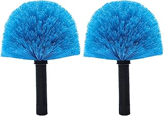 2 Pack Blue Robust Cobweb Duster Head Brush//Superior Twist-On Web Cleaning Tool//Spider Web Remover Brush Compatible with Standard 3/4 Inch Threaded Poles for Outdoor & Indoor//Brush Head Only