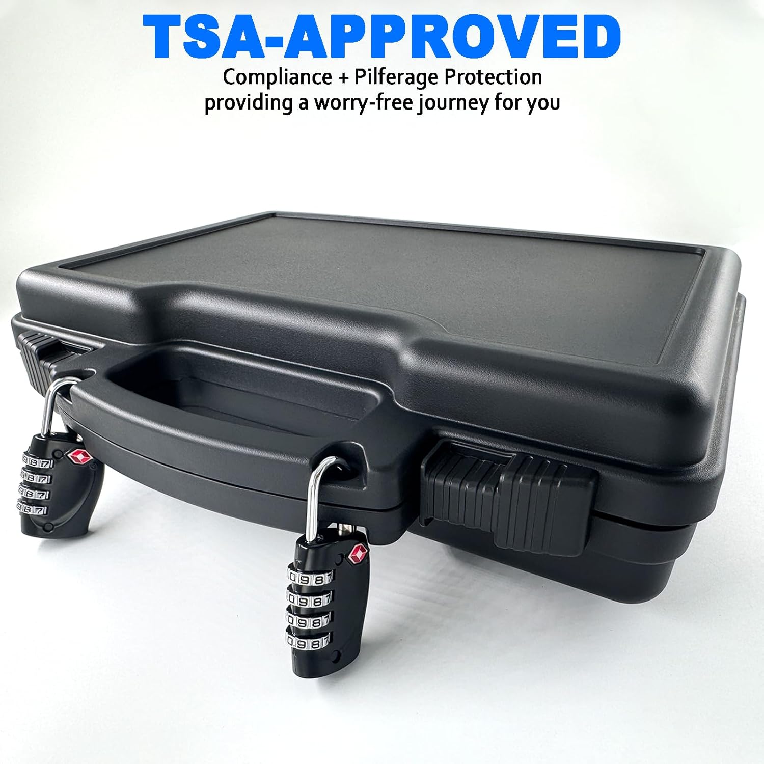 LAFENLIN TSA Approved Gun Case for Air Travel with Locks-Handgun Case Lockable ‎12.8 x 10 x 3.2 Inches, Water-Resistant Gun Carrying Case for Pistol, Plastic Hard Case with Foam‎