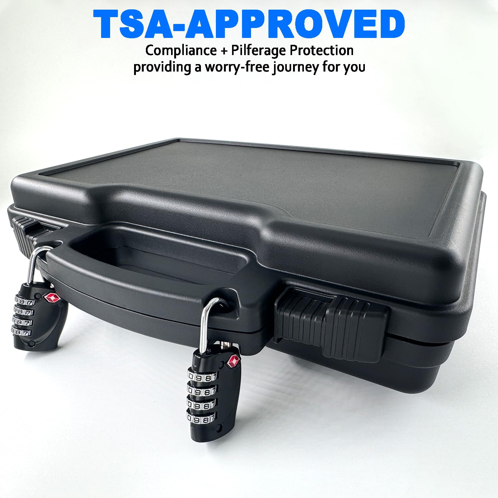 Hand Gun Case for Pistols with 2 TSA Padlocks, Water-Resistant Hard Plastic Case Handgun Cases Lockable with Pick N Pluck Foam ?12.8 x 10 x 3.2 Inches, TSA Approved Firearm Travel Gun Case Revolver