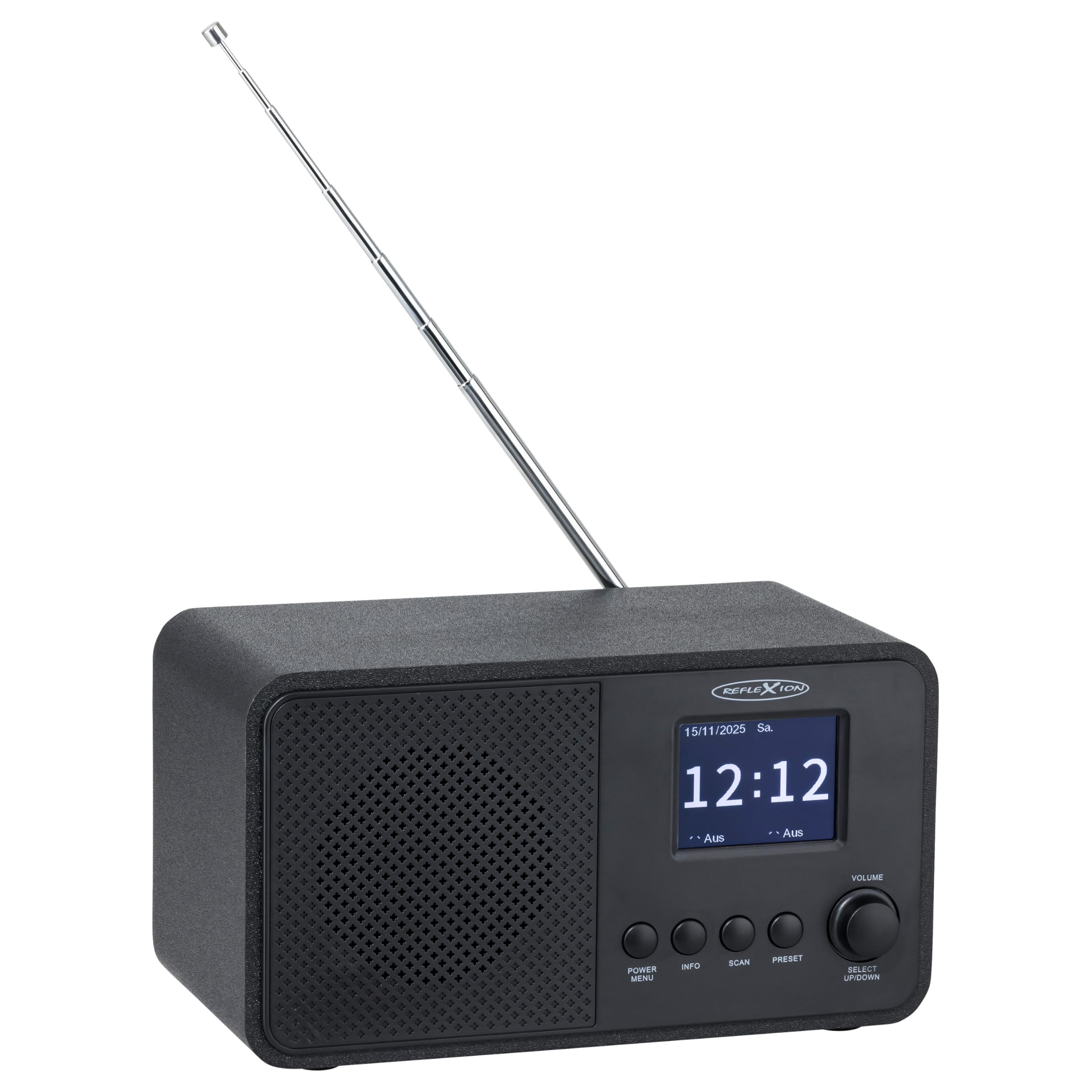 Reflexion Radio DAB+ con Bluetooth, sveglia e display a colori, radio digitale con USB, AUX-IN, antenna telescopica e 40 stazioni memorizzate, potenza musicale da 40 W, display TFT da 2,4", compatto e