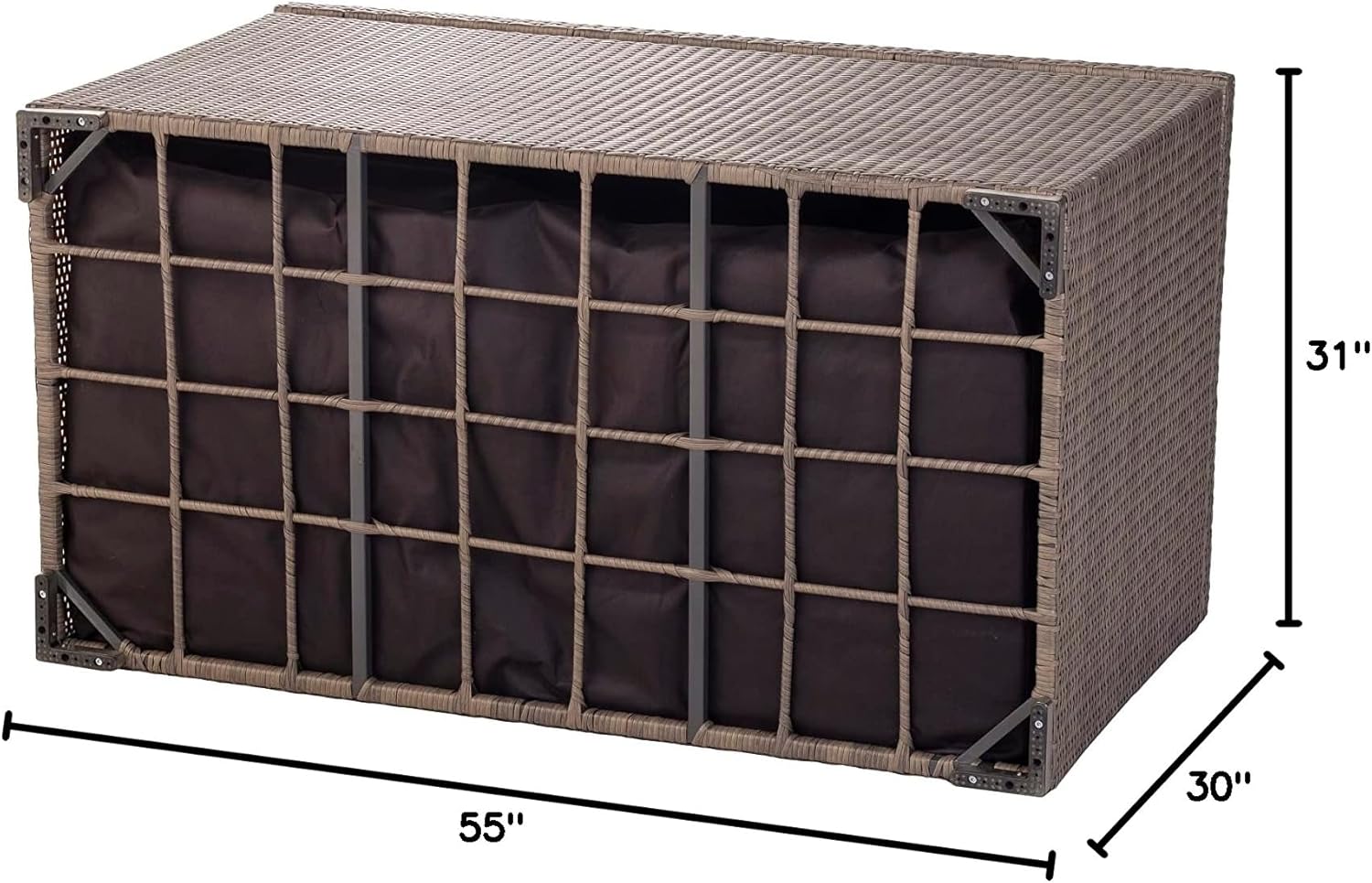 Alfresco Home 353-1619 Sicuro Large Wicker Cushion Storage w/Hydraulic lid Deck Box, Taupe