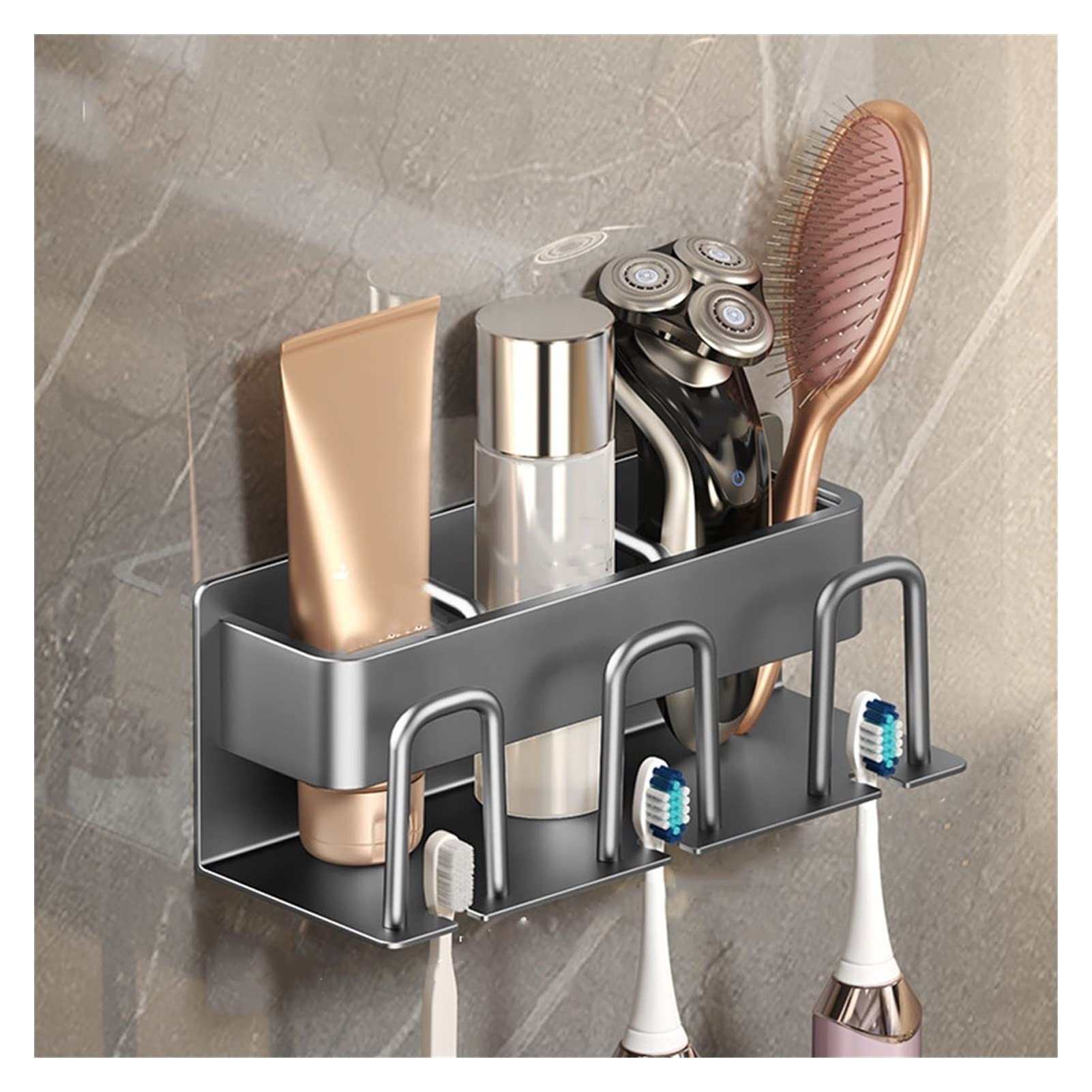 Estante para Cepillos de Dientes Porta di spazzolino da Denti a Parete di Lusso Leggero Multifunzionale spazzolino da Denti spazzolino Accessori for Bagno(B)