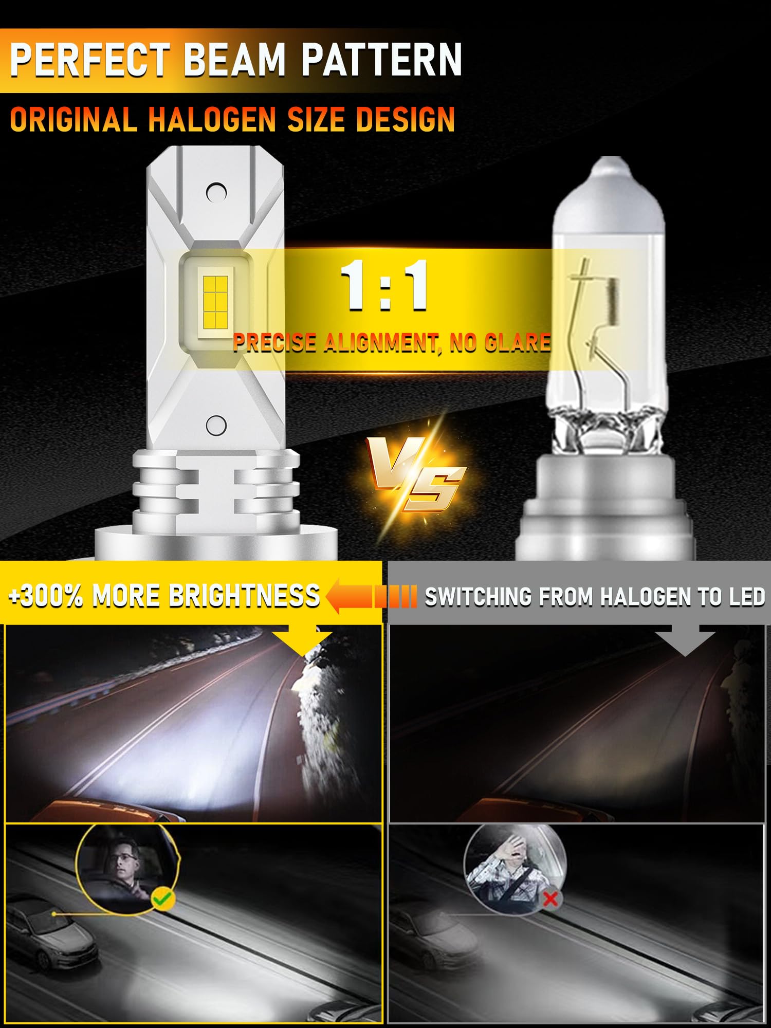 XELORD H7 LED Lampadine Auto 50W 10000LM 6500K Bianco Freddo – Compatibile con Anabbaglianti/Abbrivianti,Plug & Play,2 Pezzi