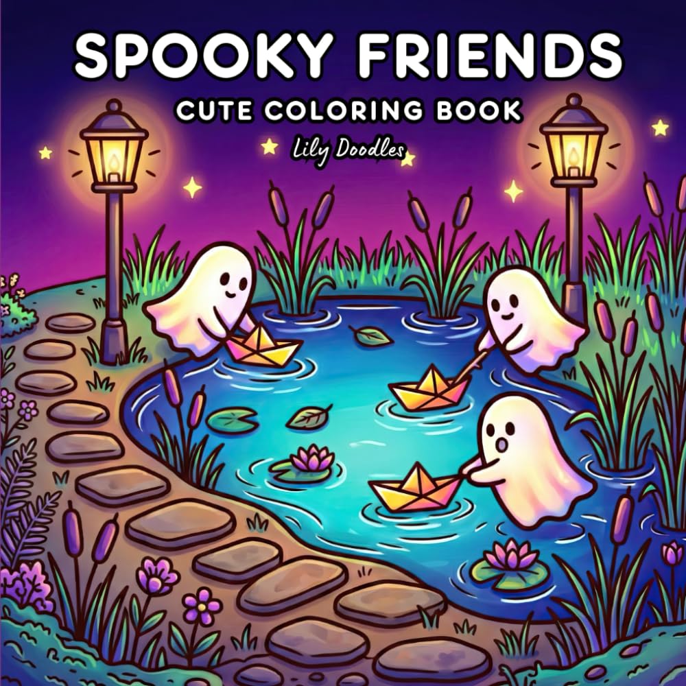 Spooky Friends: Cute Coloring Book with Adorable Ghosts and Fun Scenes