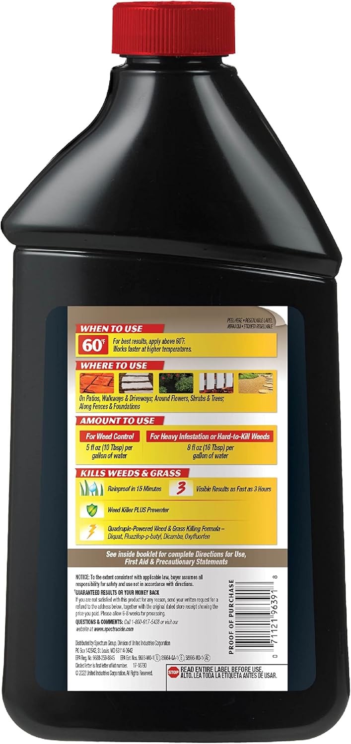 Spectracide Weed and Grass Killer With Extended Control Concentrate 32 fl Oz : Home & Kitchen