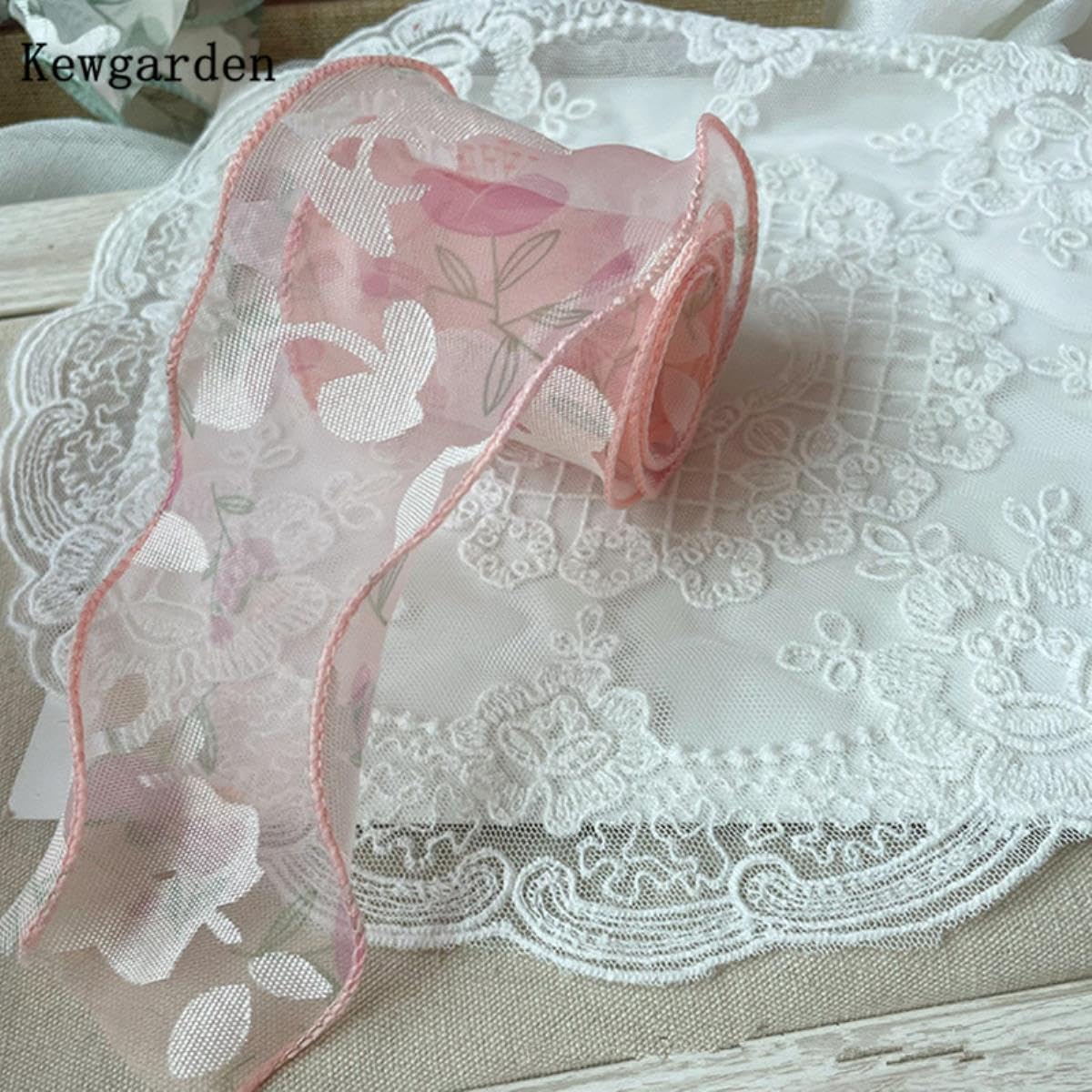 Cinta de Organza de Flores de 6,5-7cm Accesorios de Lazo para el Cabello DIY Materiales de Cinta Hechos a Mano para Embalaje de Regalo 28 Yardas-Azul,65mm