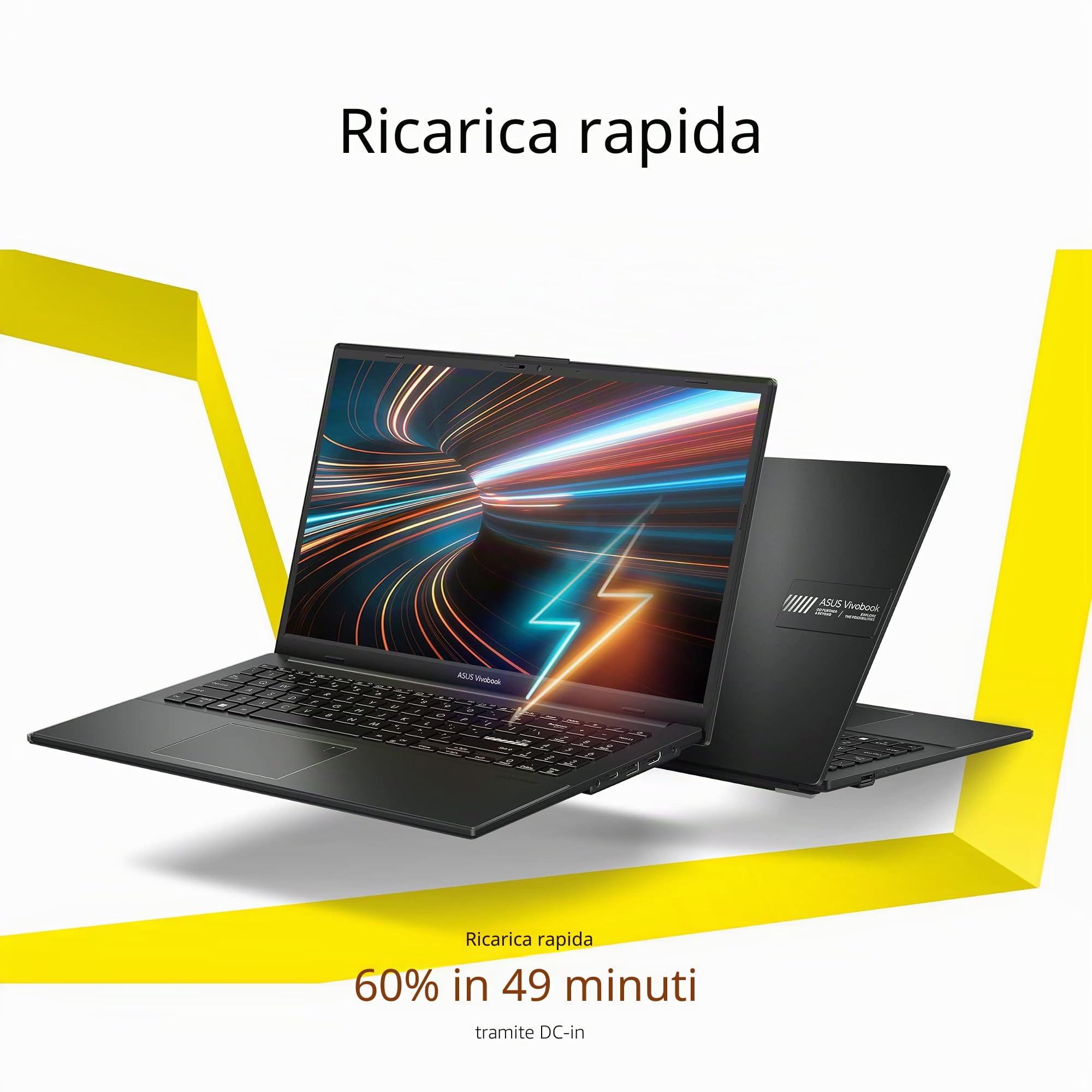 ASUS Vivobook Go - Computer portatile da 15,6", AMD Ryzen 3 7320U, 8 GB, 128 GB, Windows 11 Home in modalità S, colore nero misto, E1504FA-AS33