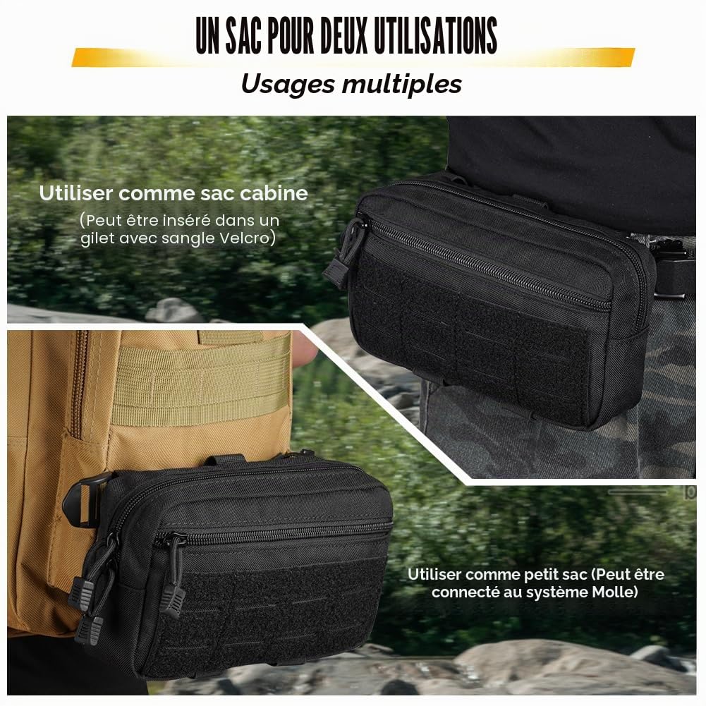 Flintronic Tactique Molle, Nylon Sacoche Ceinture, Sac Tactique Ceinture Militaire, Pochette Molle EDC Gadget, pour Téléphone, Plein-Air, Randonnée, Alpinisme et Cyclisme