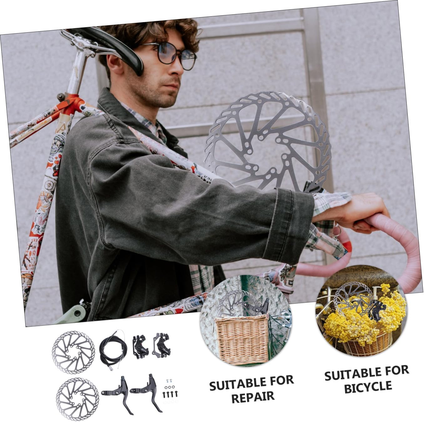 L-1 Adjustable Disc Brake Caliper for Mountain Bikes Universal Mechanical Disc Brake Kit with Random Rotor Style Compatible with Models