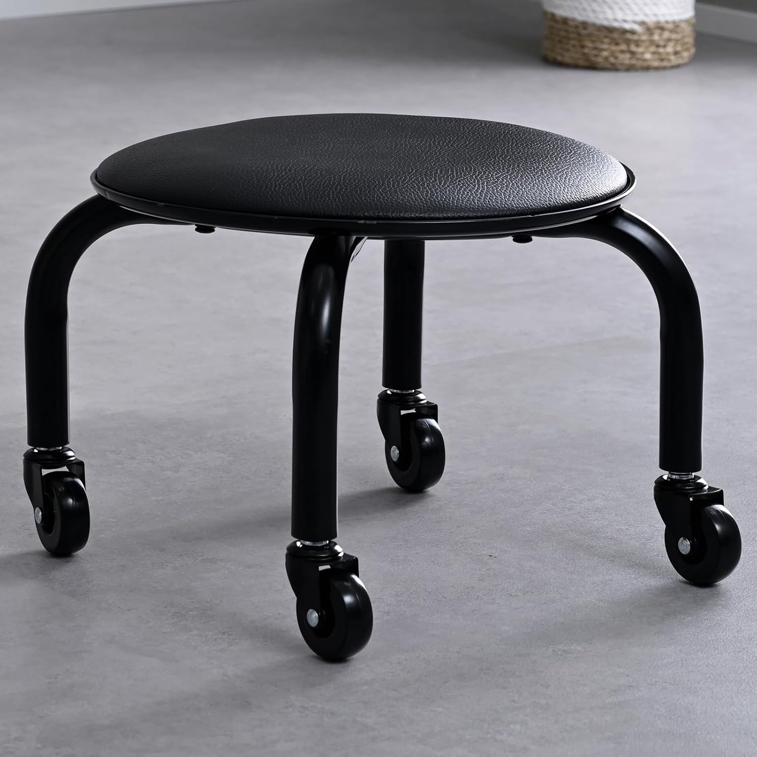 Yamazen JWS-21C(BK) Work Chair with Casters, Seat Thickness Type, Width