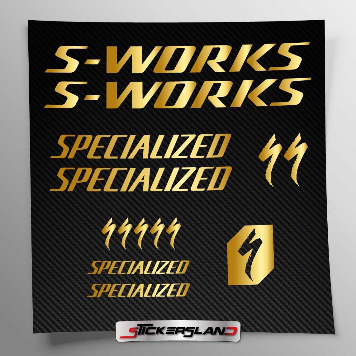 Kit adesivi compatibile con telaio MTB Mountainbike e casco | decals sticker Decalcomanie bici scritte loghi | Stickersland® - Canyo (Oro Lucido Metallizzato