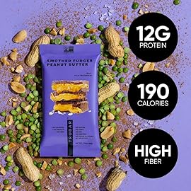 TRUBAR Vegan Protein Bar, Smother Fudger Peanut Butter, Gluten Free, Plant Based Protein, Dairy Free, Non GMO, Soy Free, No Sugar Alcohols, 12G Protein, 13G Fiber, Healthy on the Go Snack Bars, 12 CT
