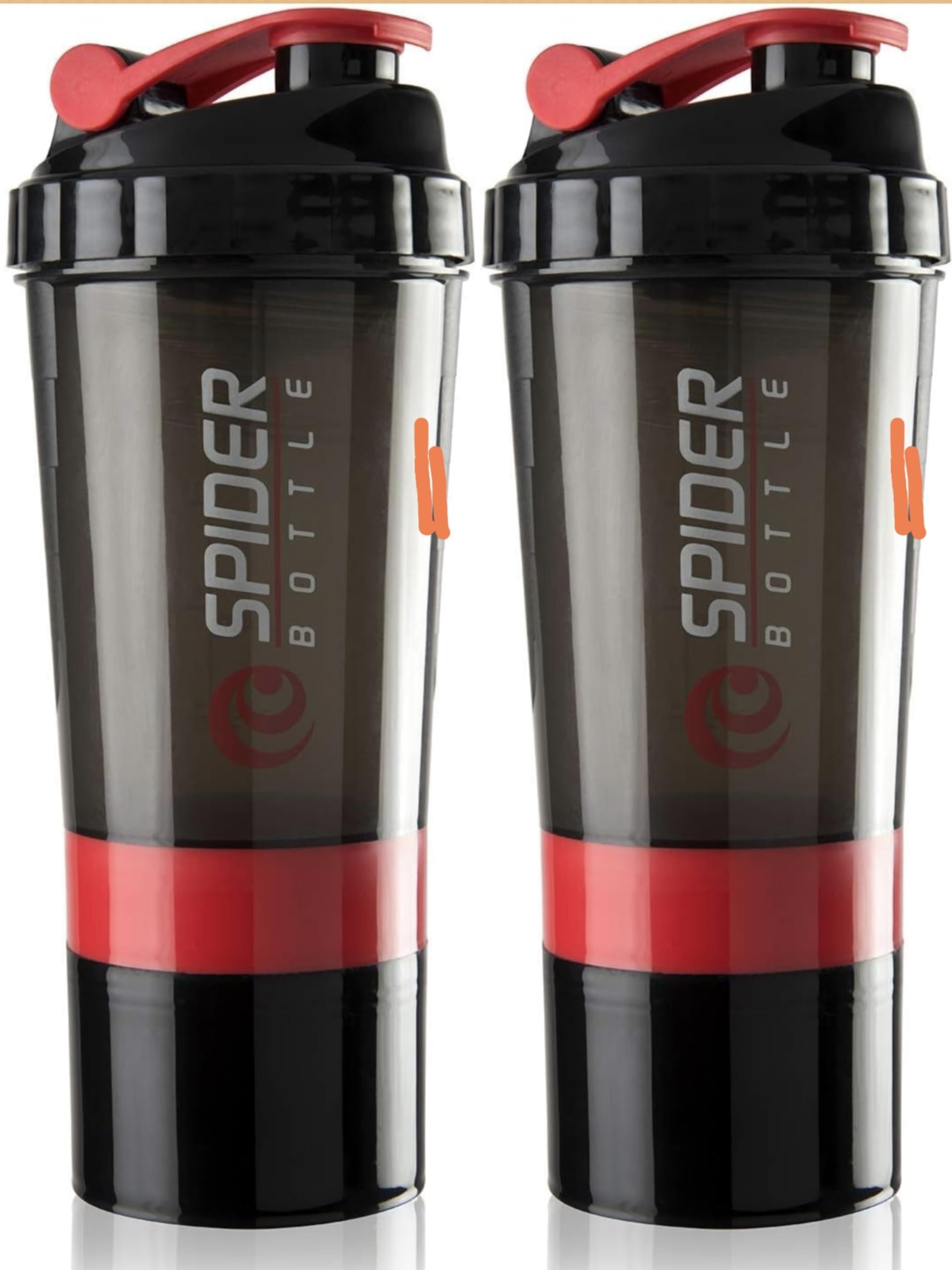 Spider Bottle Protein Shaker, Black and Red, 2 Pack-image-47