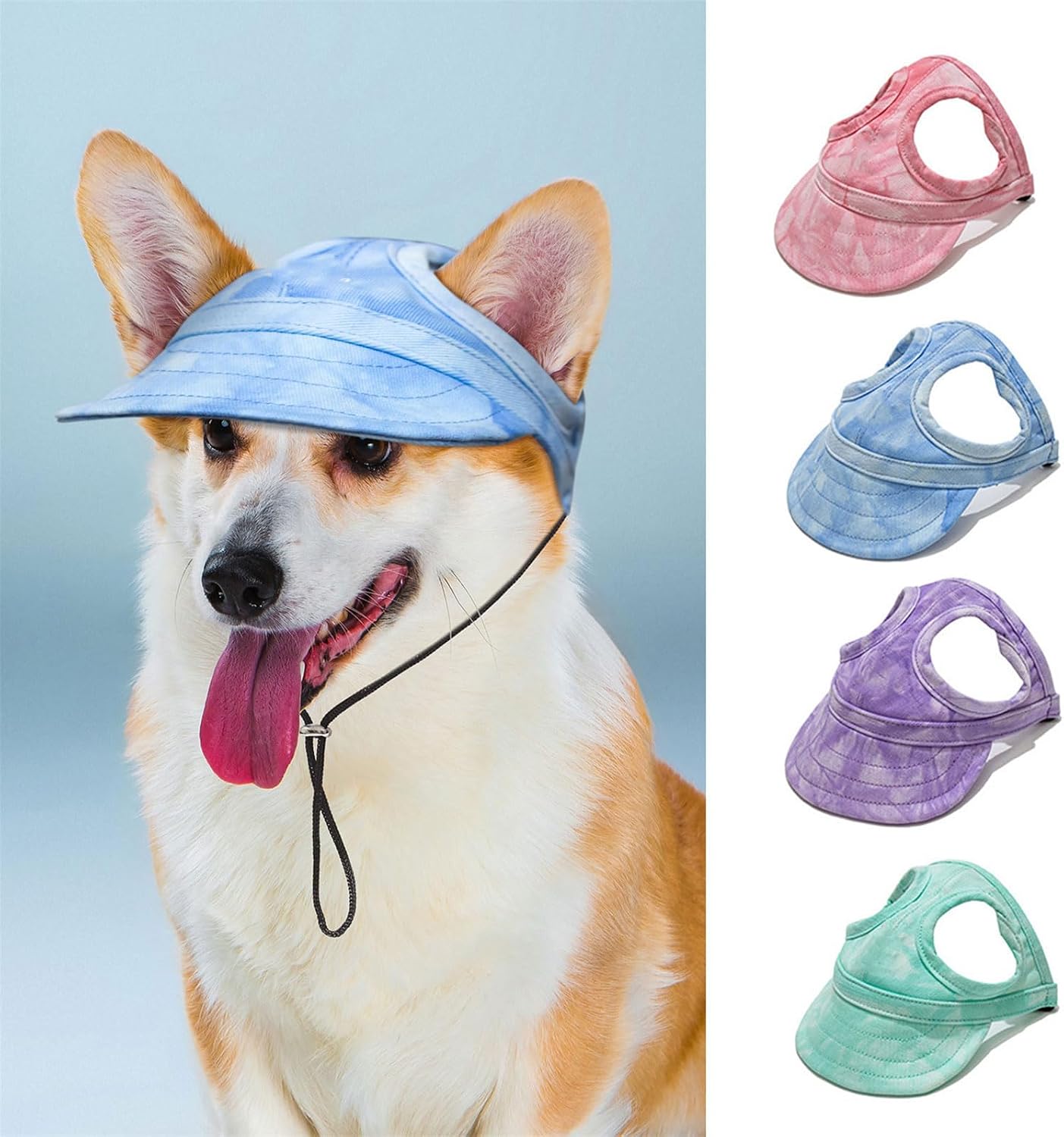 Breathable Baseball Hat for Pet with Adjust Neckstrap Dog with Ear Holes Outdoor Activity Sun Travel Baseball Hat for Walking