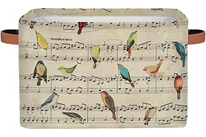 Collapsible Fabric Music Score Storage Basket with Handles