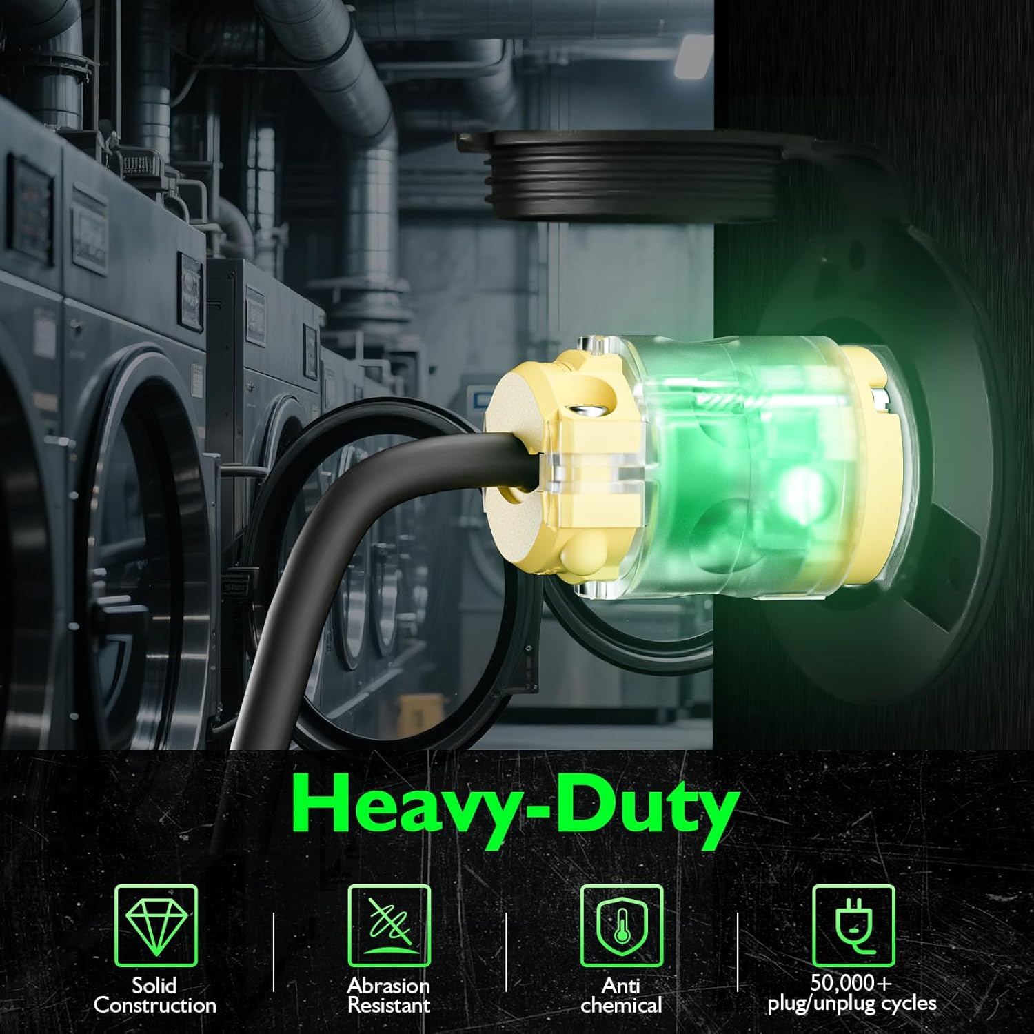 2 Set Lighted Cord End Replacement 20A 125V NEMA 5-20P*NEMA 5-20R, 2Pole 3Wire, Straight Blade, Male and Female Extension Cord Ends, Electrical Plug Replacement, UL Listed,Yellow