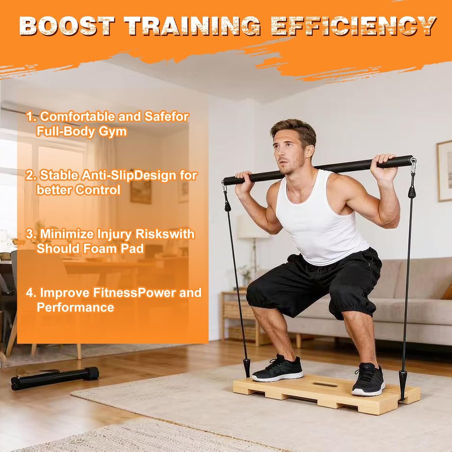 Resistance Band Platform, Wooden Exercise Board With Non-Slip, Resistance Band Foot Plate With 9 Pound Weight, Strong Resistance Suitable For Volume Training, Stretching, Balance Home Gym Use