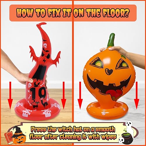 Miniatura 3 de Juegos de fiesta de Halloween, sombrero de bruja inflable, juego de lanzamiento de anillo, Halloween, carnaval, juego de jardín para niños y