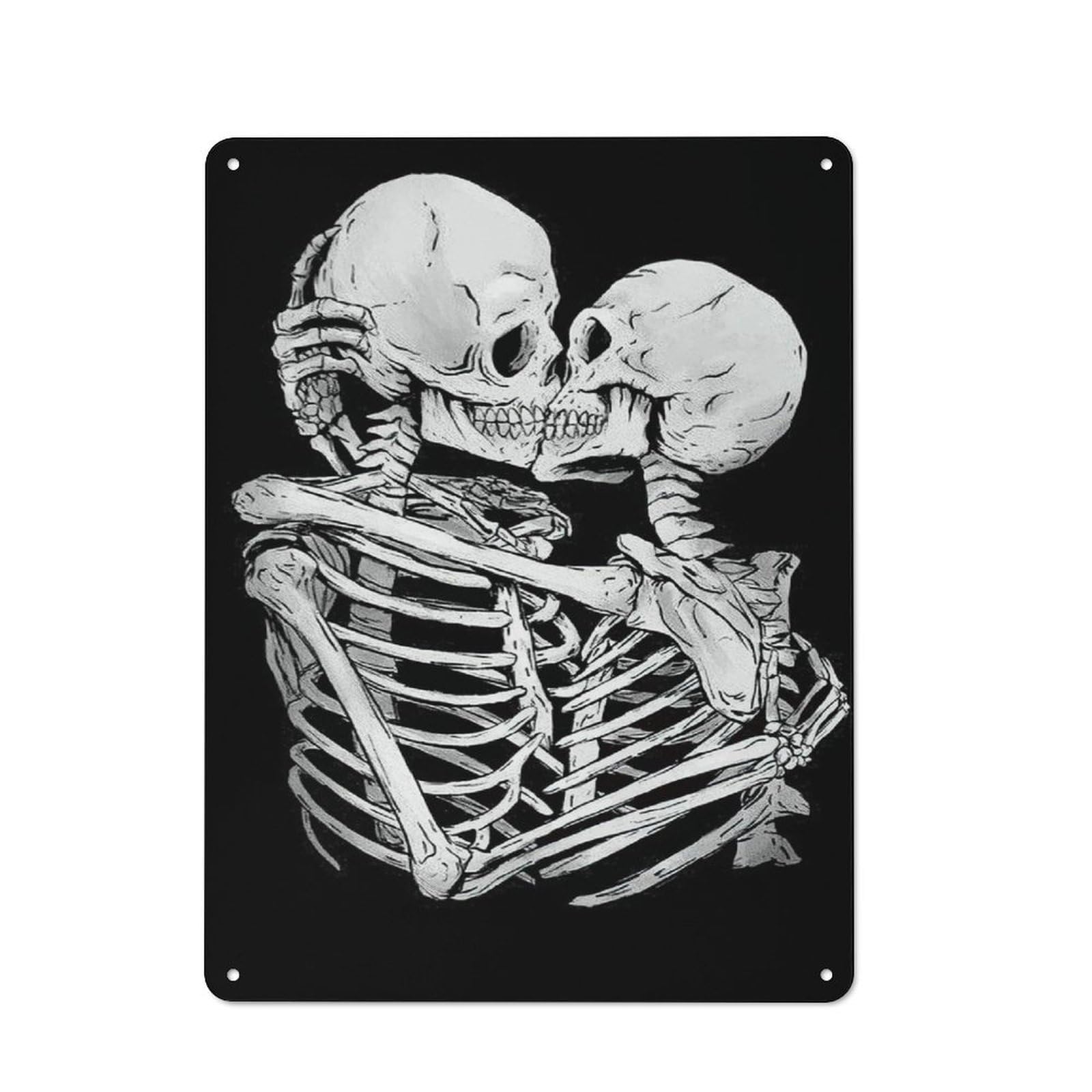 Junmoney Kiss Skull Love Tin Wall Plaque 40X30cm With For Hobby Room Or Studio, For Updating Hobby Room And Studio After Moving