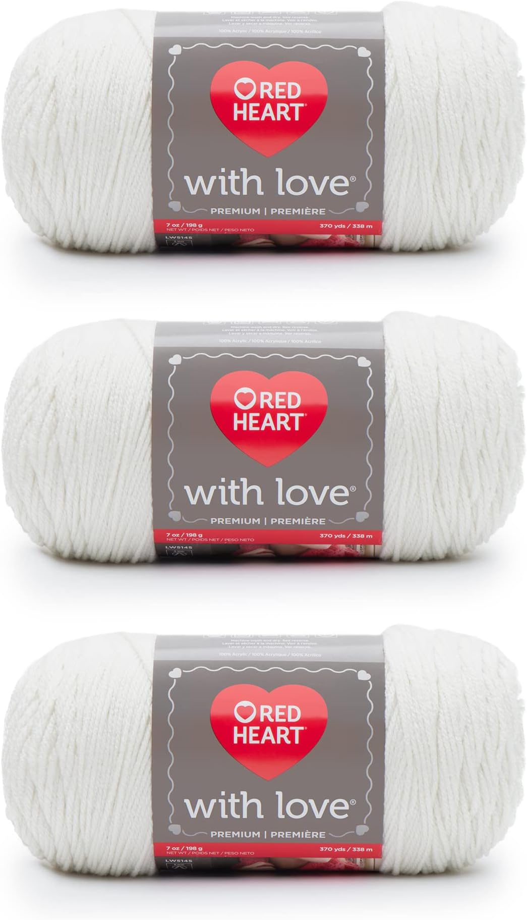 with Love Eggshell Yarn - 3 Pack of 198g/7oz - Acrylic - 4 Medium (Worsted) - 370 Yards - Knitting/Crochet