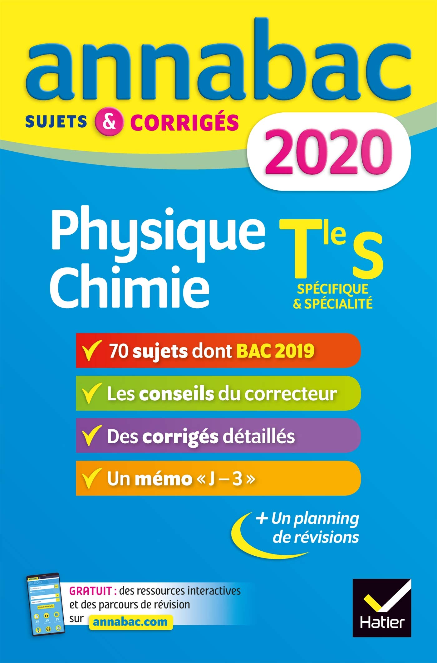 Annales Annabac 2020 Physique-chimie Tle S: sujets et corrigés du bac Terminale S