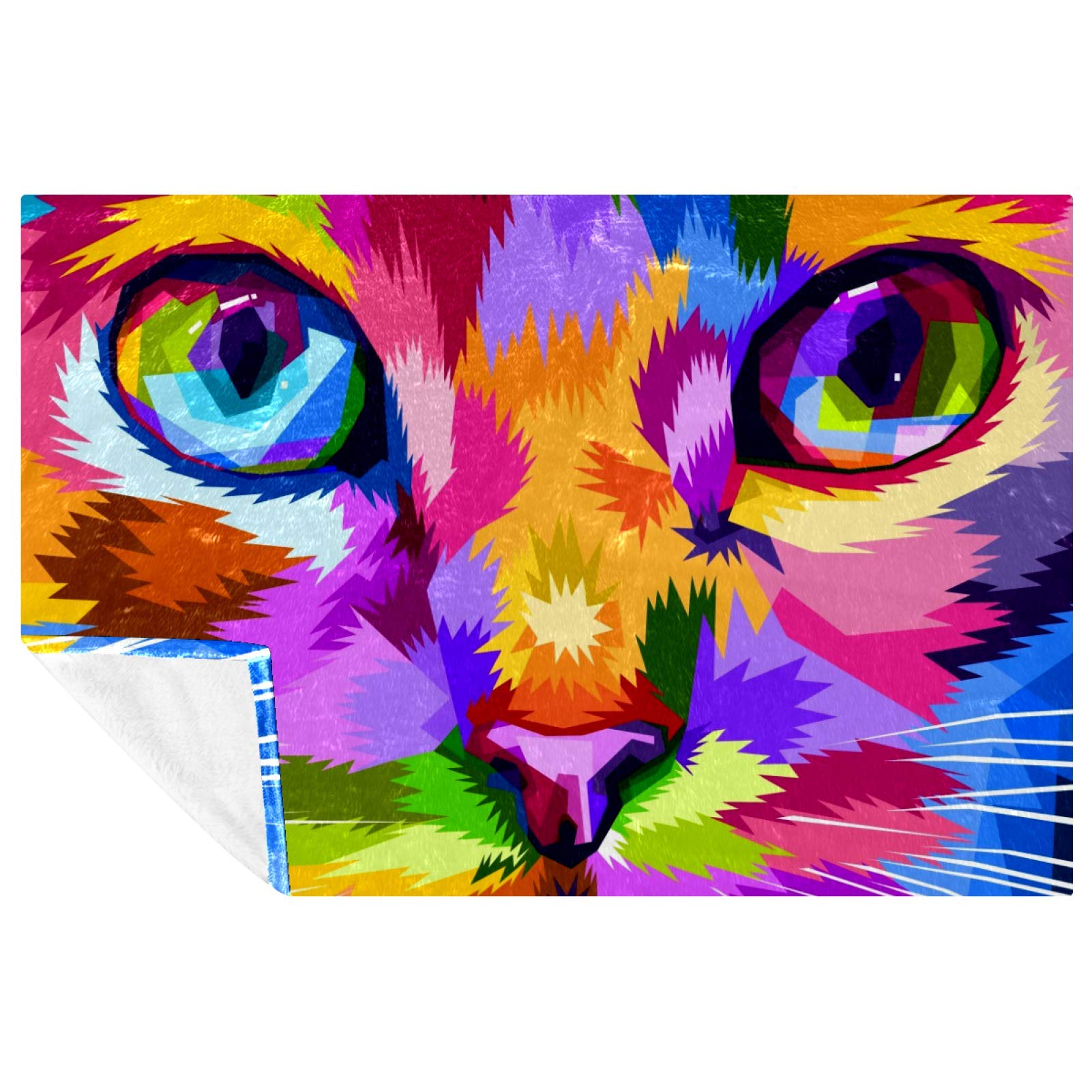 Couverture plaid doux imprimé chat coloré chaud lit canapé