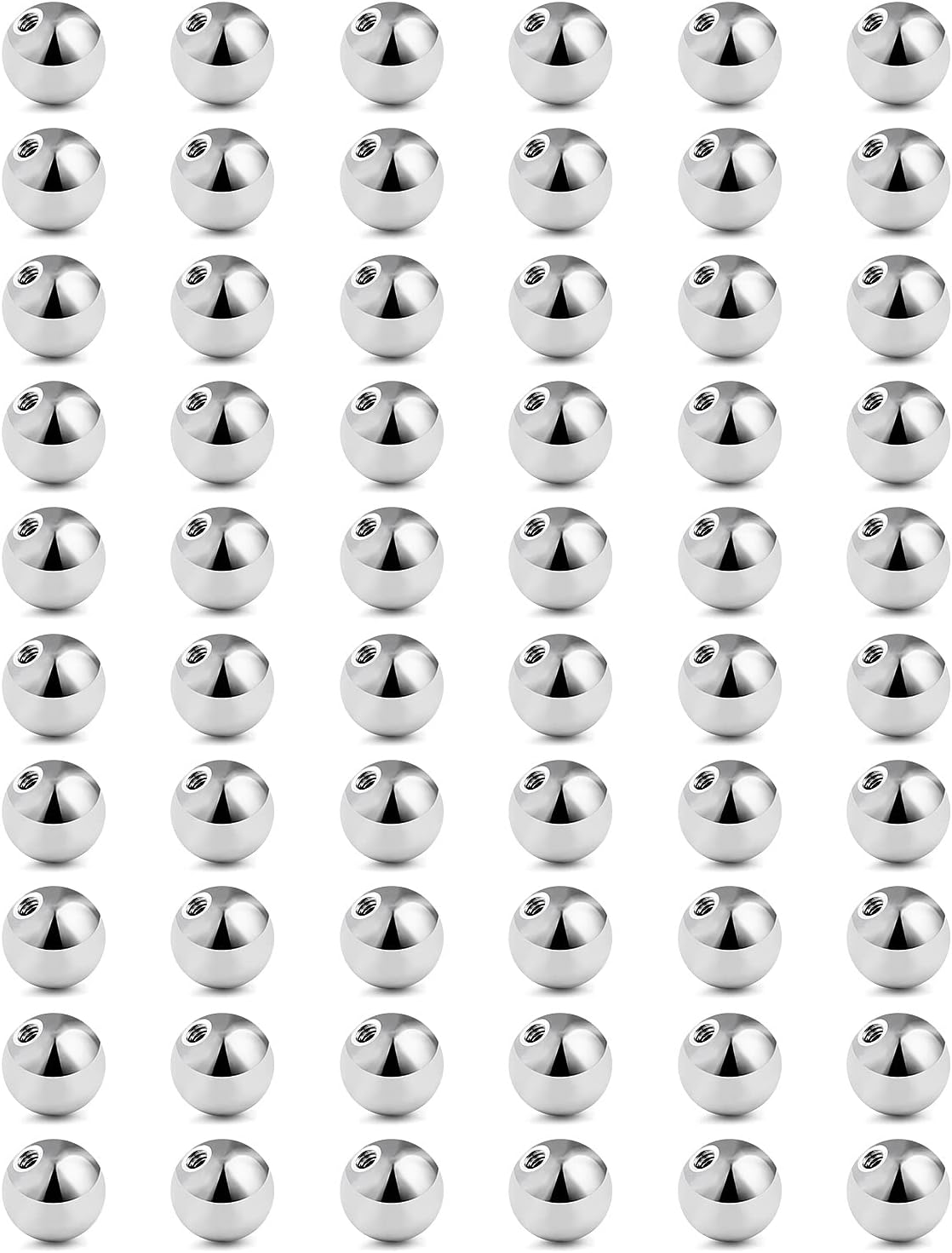 Vsnnsns 14G & 16G Piercing Balls - 316L Surgical Steel, Externally Threaded, 2.5MM-6MM, Silver, 60 Pcs for Septum, Lip, Tongue, Nipple, Belly, Eyebrow Rings