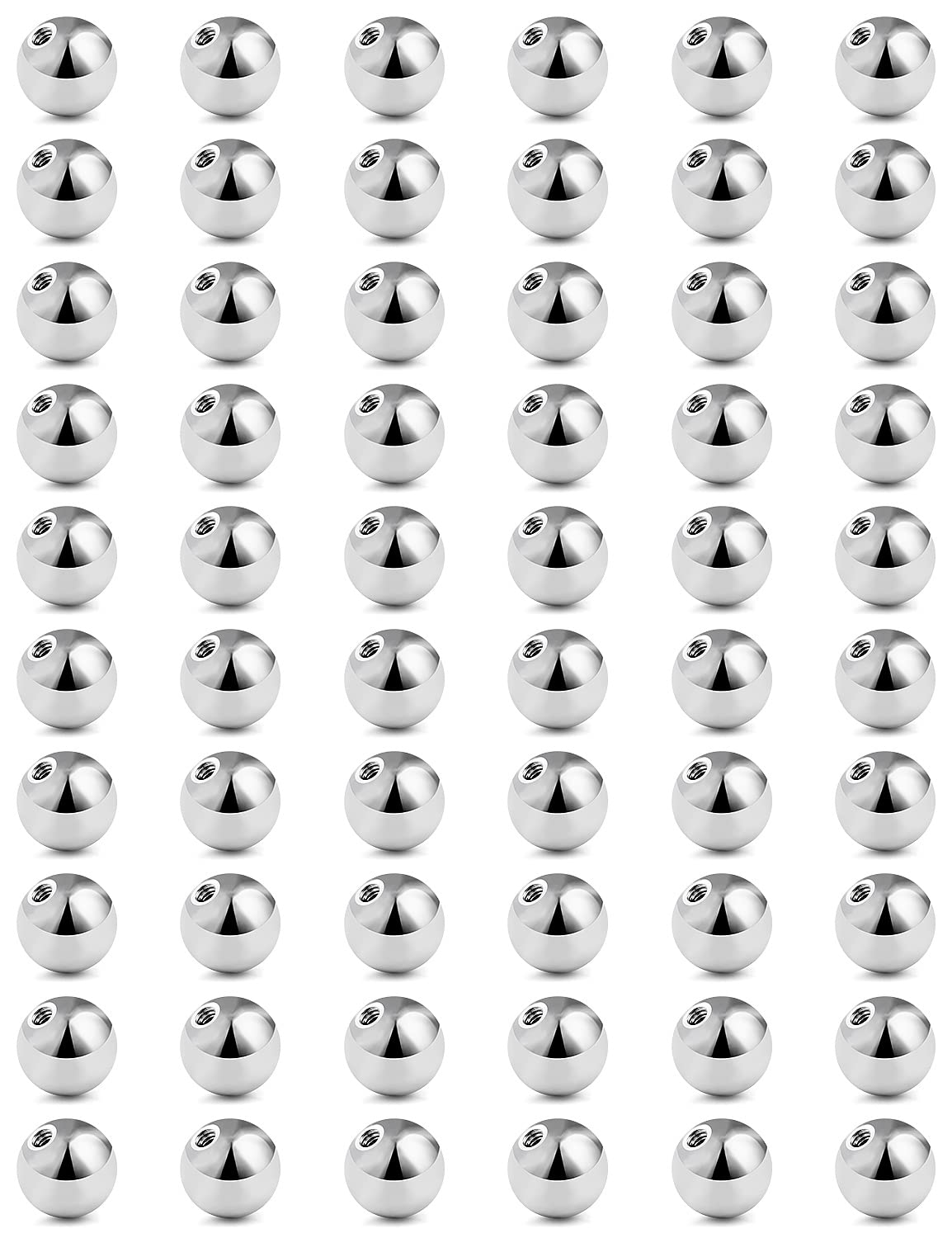 Vsnnsns 14G & 16G Piercing Balls - 316L Surgical Steel, Externally Threaded, 2.5MM-6MM, Silver, 60 Pcs for Septum, Lip, Tongue, Nipple, Belly, Eyebrow