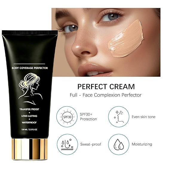 Body Coverage Cream, Waterproof No Transfer Leg & Body Makeup Foundation | Tattoo Concealer & Bronzer for Women, Daily Routine, All Skin Tones, Long-Lasting Coverage for All Skin Types (Natural)