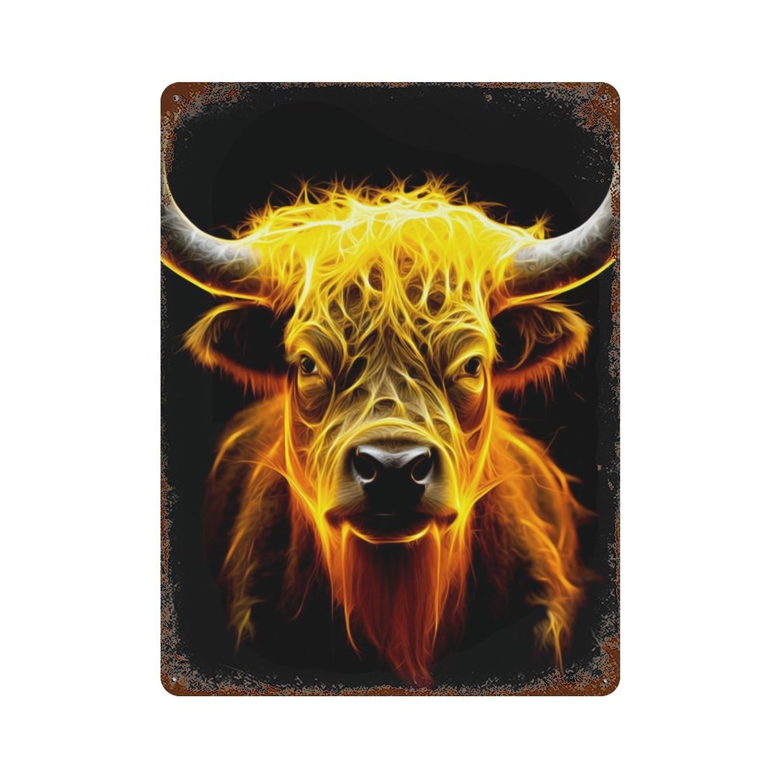 Bull Rust Effect Tin Sign 15.7"x11.8", Ideal for Farmhouse, Kitchen And Entryway Decor