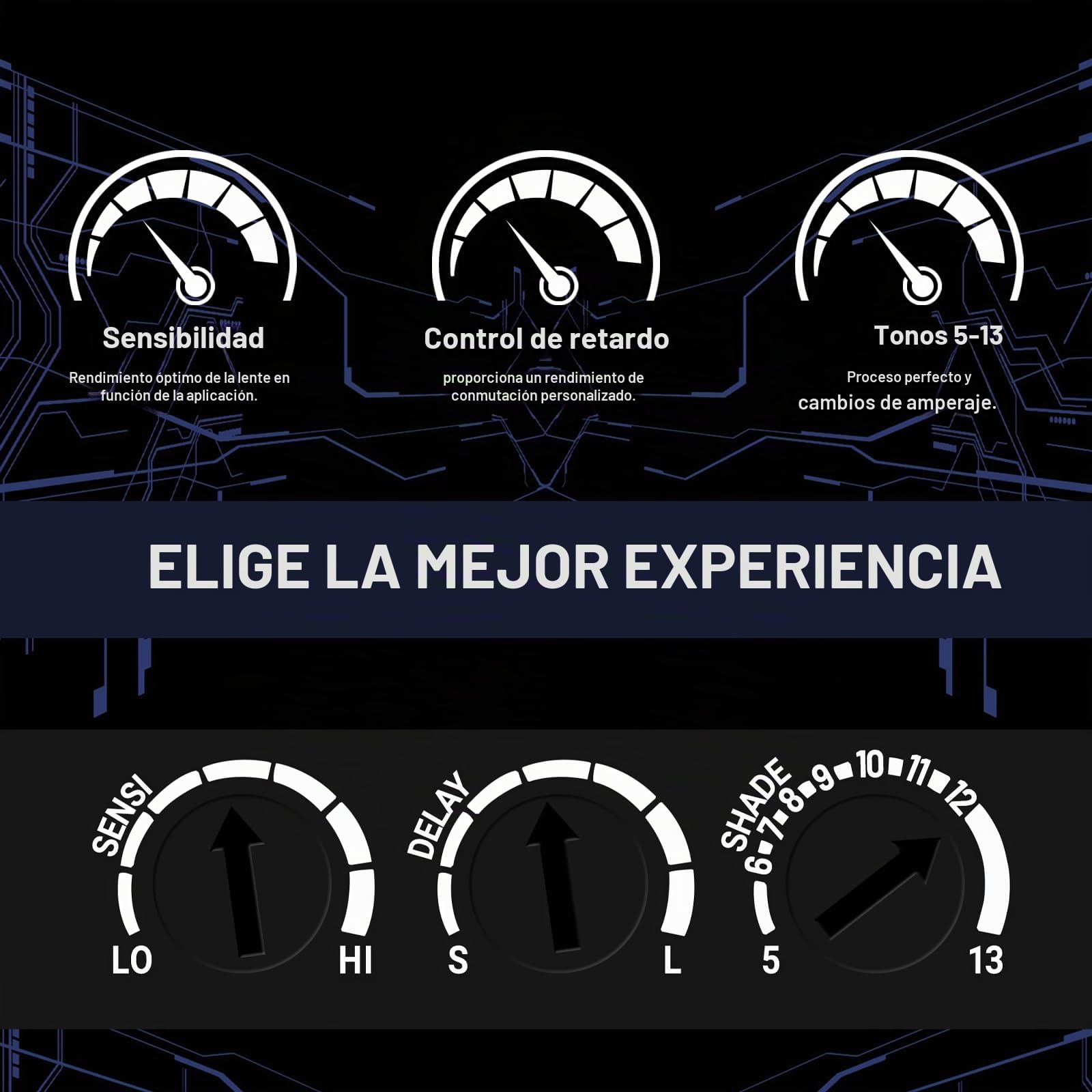 【Tono 5-13】 Lente de soldadura ajustable de oscurecimiento automático de 2 x 4 1/4, lente de soldadura de energía solar, lente de soldadura azul de color verdadero, lente de soldadura de repuesto para