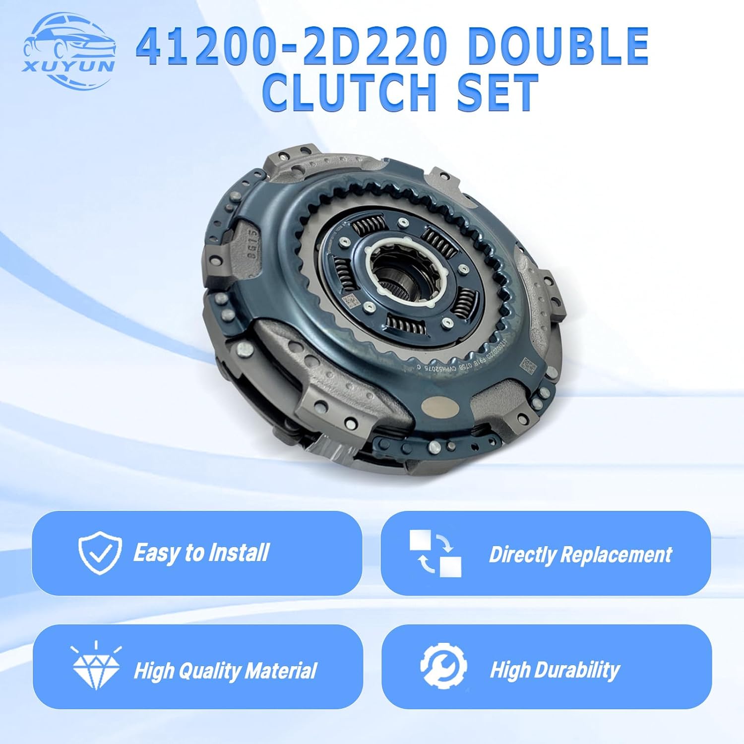 41200-2D220 Double Clutch Set Clutch Pressure Plate Compatible With 2015-2020 Hyundai E-lantra Kona Veloster Sonata Tucson Kia Forte Soul EV Forte5, 41200-2D100, 41200-2D101, 41200-2D200