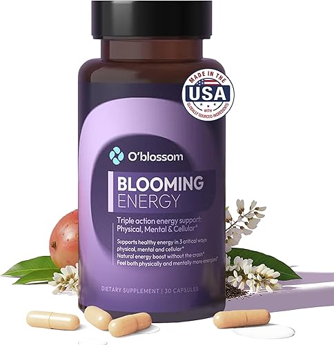 O'blossom Blooming Energy Nuro Gum Energy and Focus - Sharp Focus, No Explode Boost with Zynamite, Quercetin, L'theanine Supplement -Enhance Performance & Mental Clarity | 30 Capsules