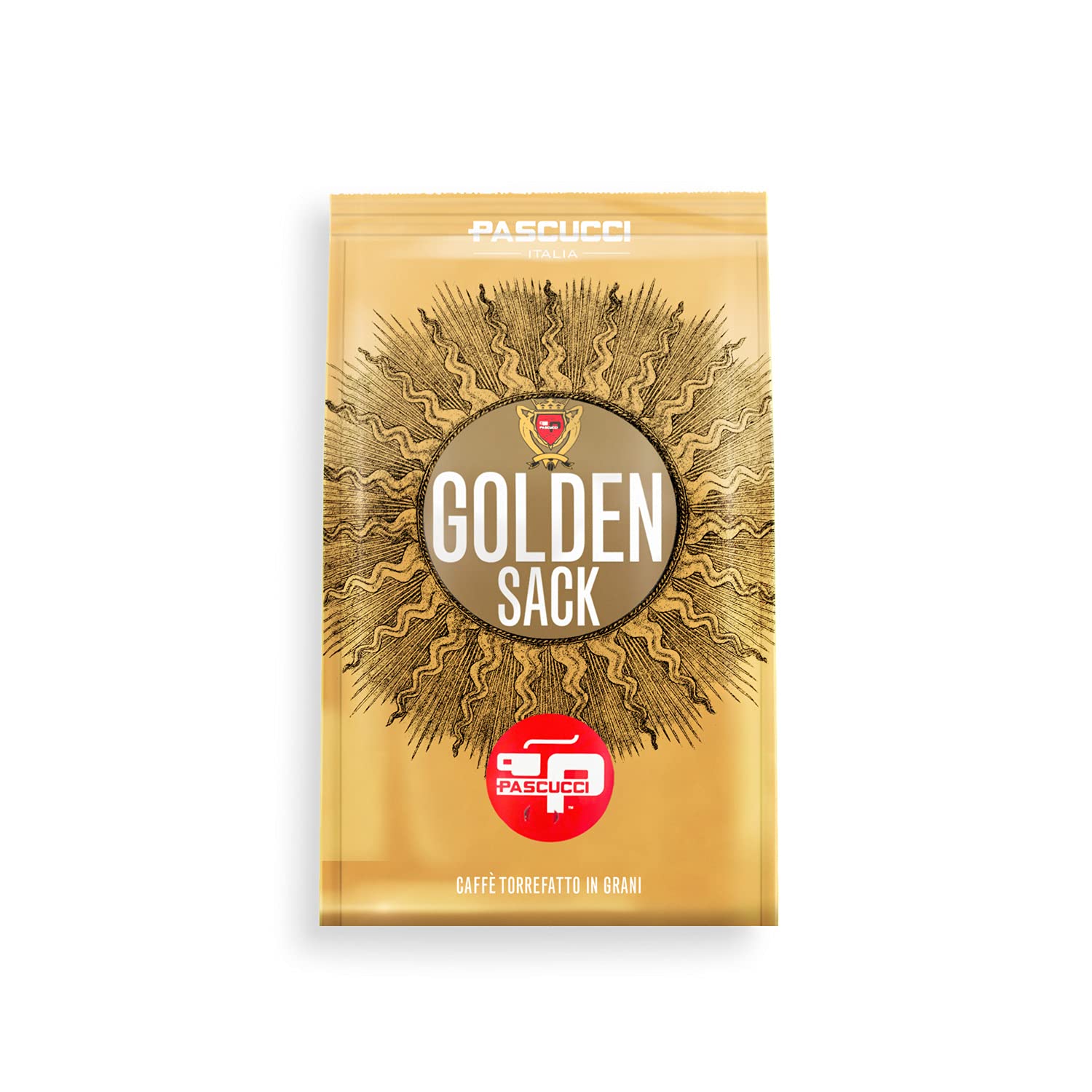 Caffè Pascucci | Caffe In Grani Per Macchina Espresso Moka E Caffe Filtro Miscela Golden Sack Tostatura Chiara Confezione 4x250 g Sacchetto Salva Aroma Chicchi Torrefatti Espresso Intenso