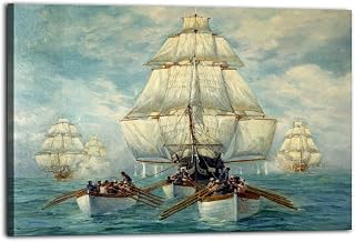 Navy Ship USS Constitution 1812 Poster Canvas Wall Art Painting Print Room Aesthetic Decoration 16x24inch(40x60cm) Frame-style